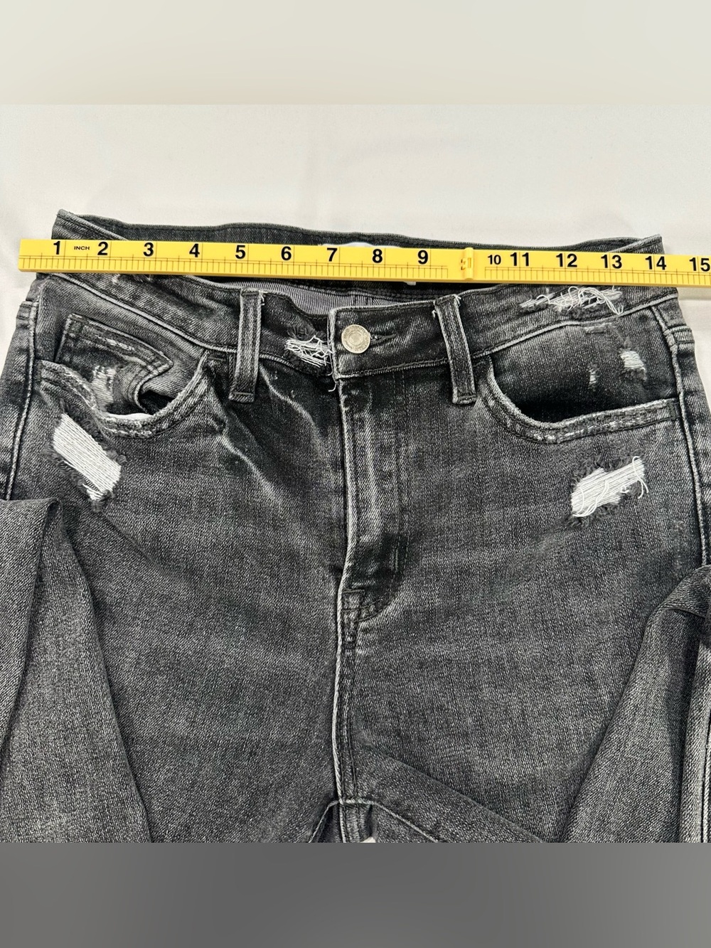 Vervet Blue Distressed Stone Wash Grey Skinny Jeans  Size 28 Stretch Moto Grunge - Picture 7 of 9
